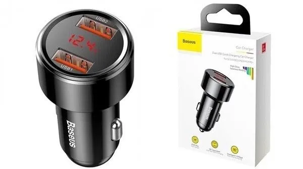 Автомобильное зарядное устройство Baseus Dual QC 45W Black (Черный)