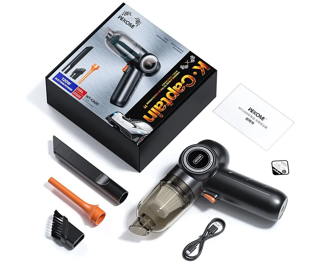 Портативный ручной пылесос для дома и автомобиля WEKOME WT-CA05 Car Vacuum Cleaner Black (Черный)