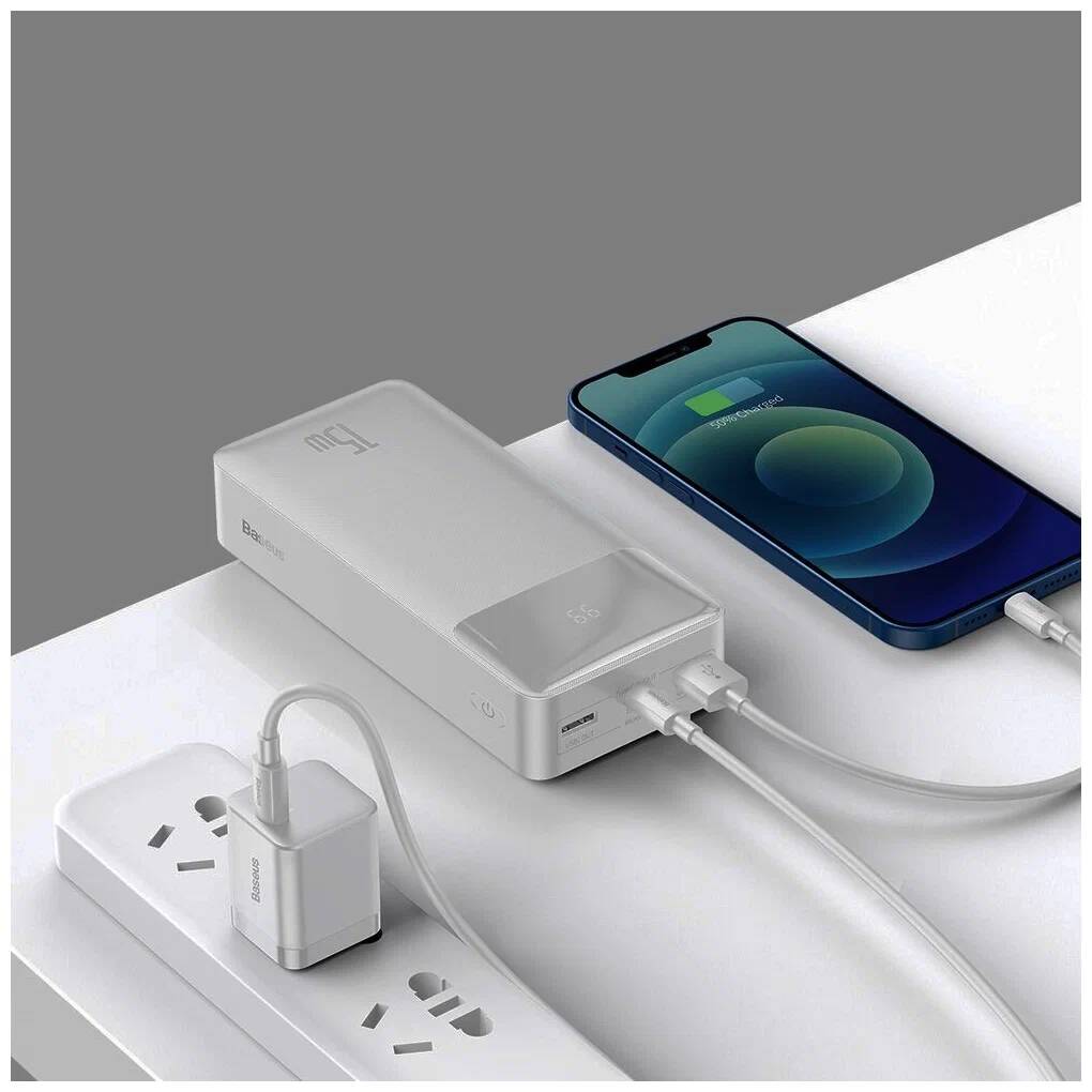 Аккумулятор Baseus Bipow Digital Display Power bank 30000 mAh 15W (PPDML-K02) White (Белый) Аккумулятор Baseus Bipow Digital Display Power bank 30000 mAh 15W (PPDML-K02) White (Белый)