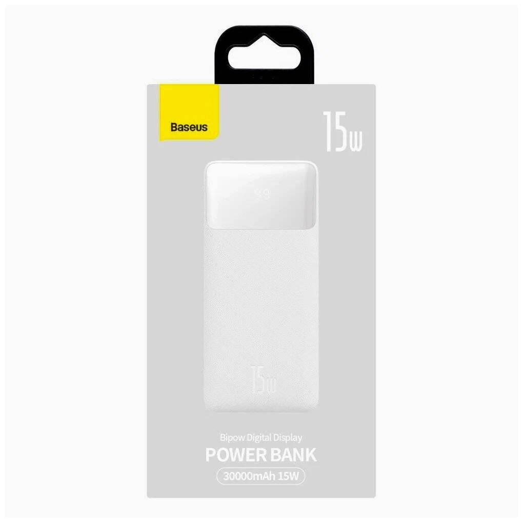Аккумулятор Baseus Bipow Digital Display Power bank 30000 mAh 15W (PPDML-K02) White (Белый) Аккумулятор Baseus Bipow Digital Display Power bank 30000 mAh 15W (PPDML-K02) White (Белый)