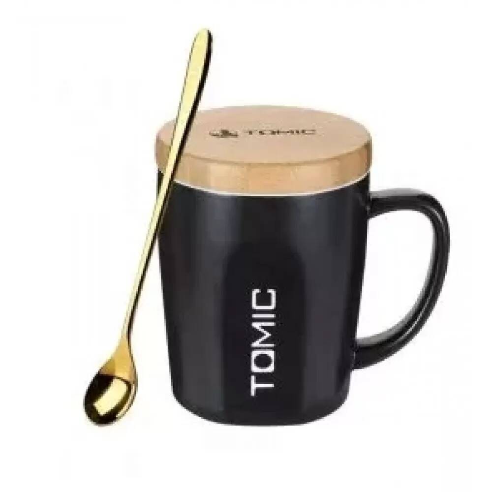Керамическая кружка с бамбуковой крышкой Xiaomi TomicCeramic Cup With Bamboo Cover (TC1316U) Black (Черный)