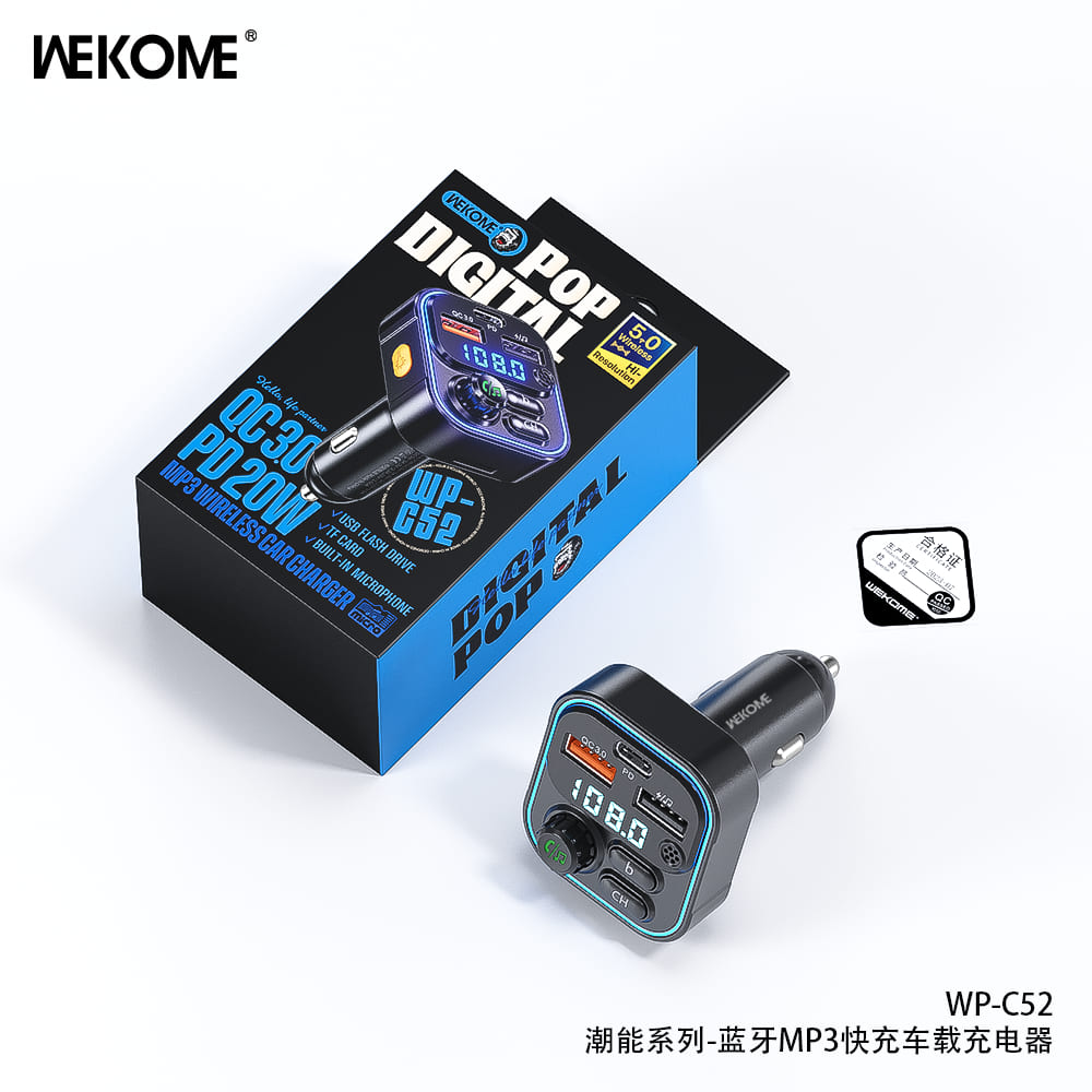 Автомобильное зарядное устройство WEKOME MP3 WP-C52 Black (Черный)