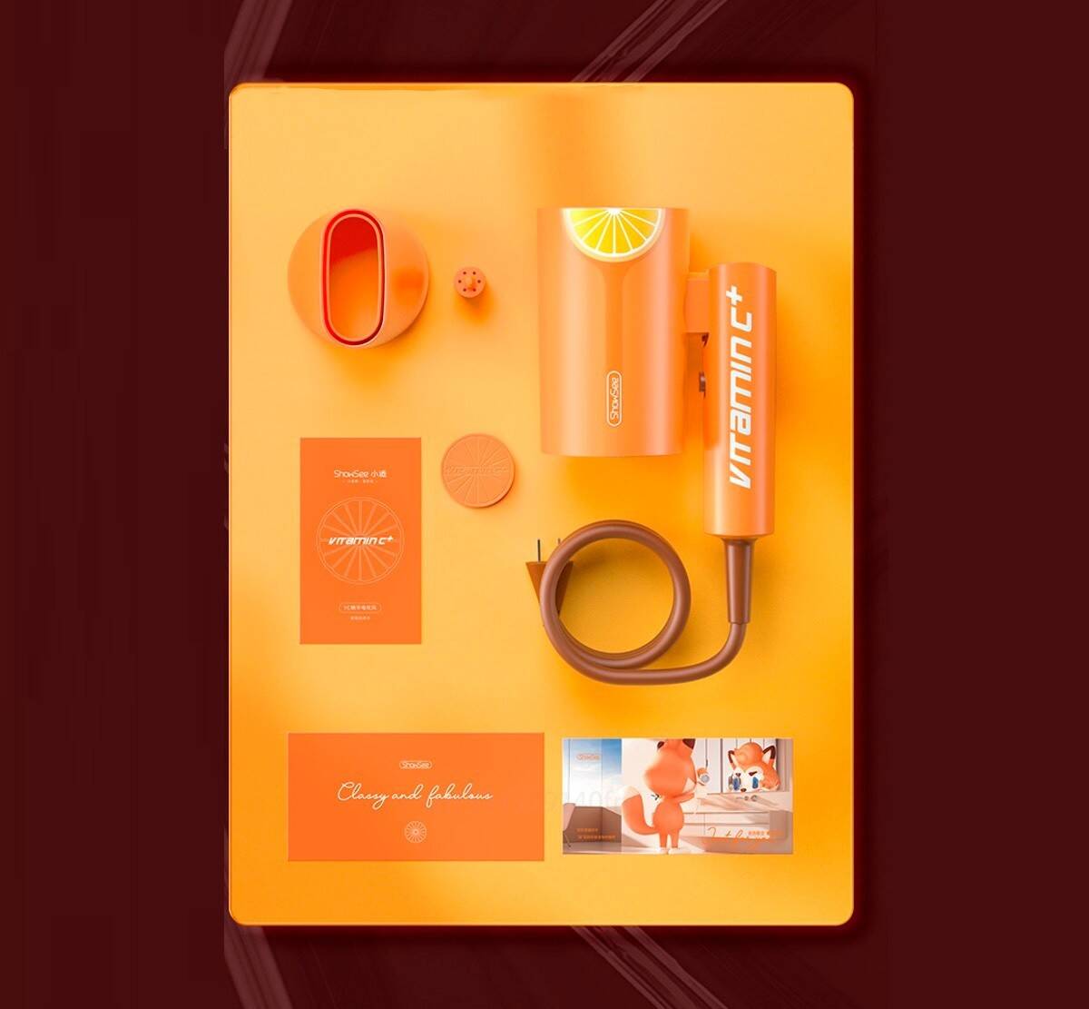 Фен со складной ручкой Xiaomi ShowSee Electric Hair Dryer Vitamin C+ (VC100-A) Orange (Оранжевый)