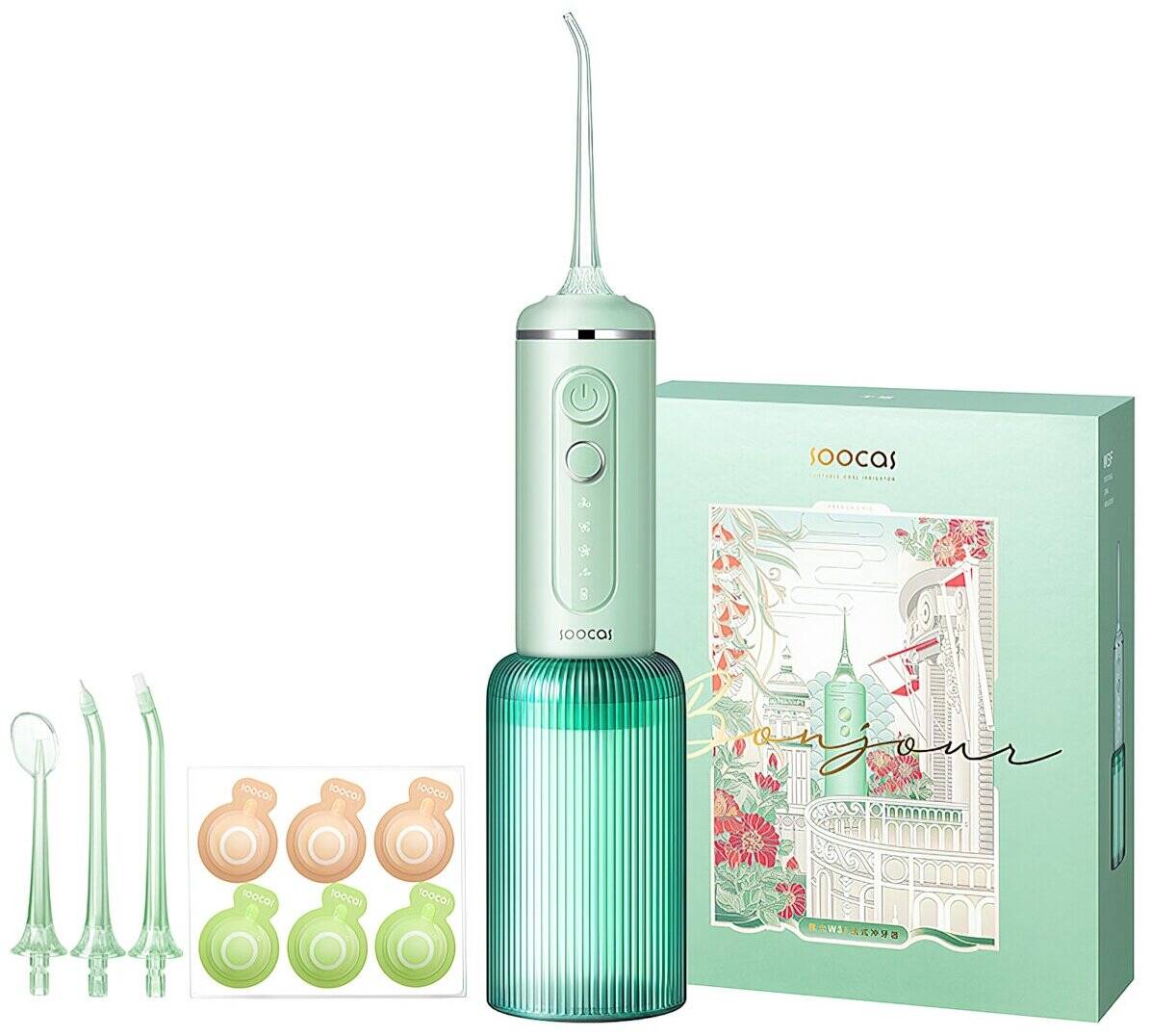 Ирригатор Soocas W3F (4 насадки) Green (Зеленый)