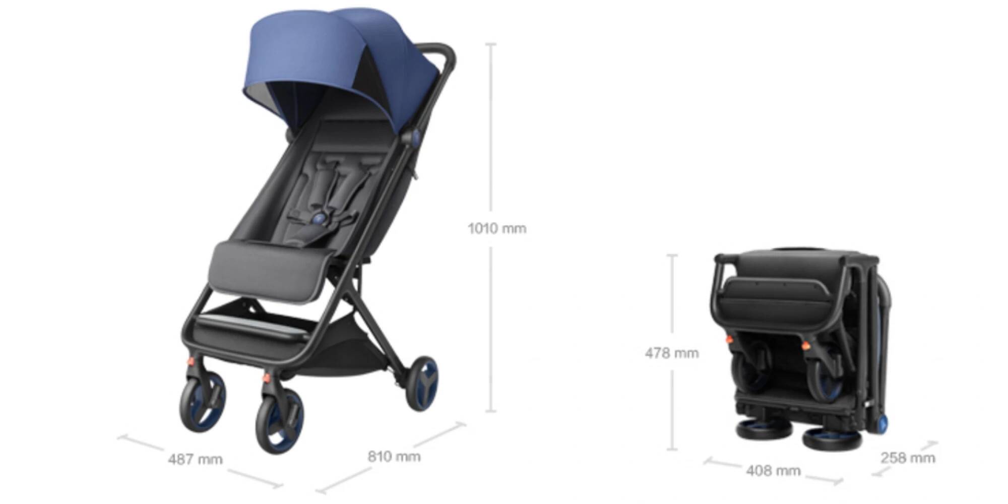 Коляска-трансформер Xiaomi Bunny Folding Stroller Blue (Синий) Коляска-трансформер Xiaomi Bunny Folding Stroller Blue (Синий)