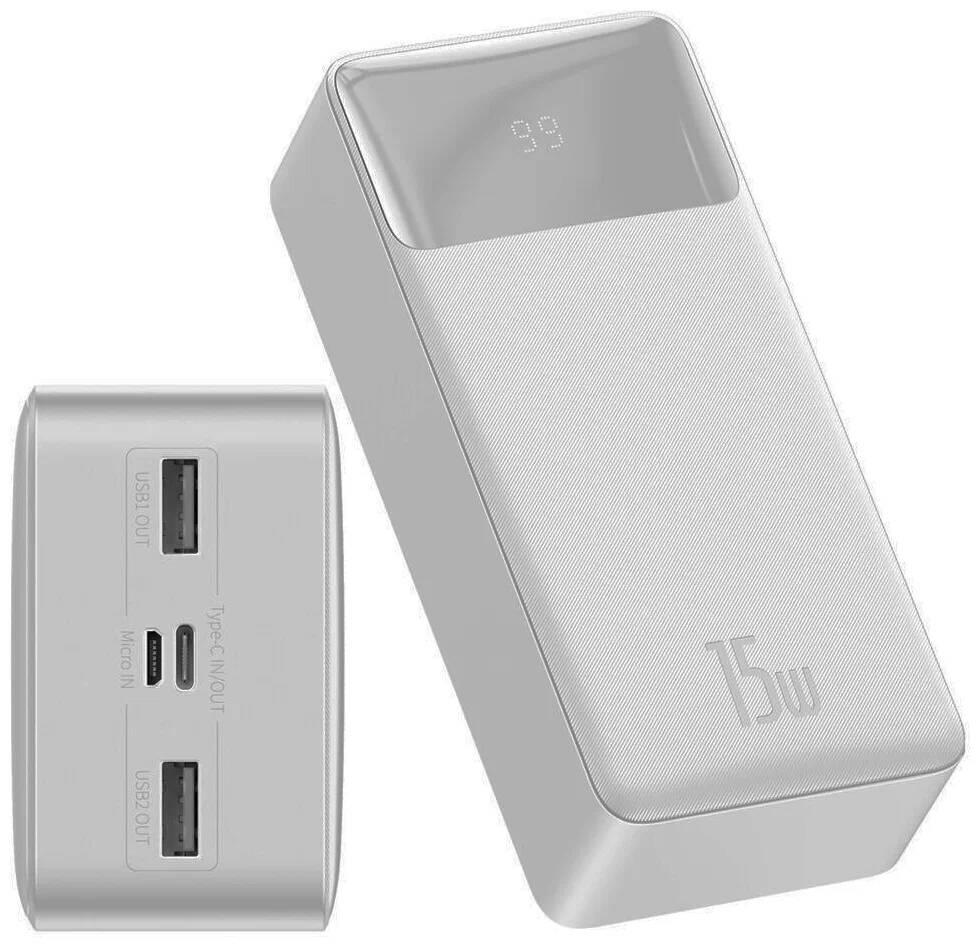 Аккумулятор Baseus Bipow Digital Display Power bank 30000 mAh 15W (PPDML-K02) White (Белый) Аккумулятор Baseus Bipow Digital Display Power bank 30000 mAh 15W (PPDML-K02) White (Белый)