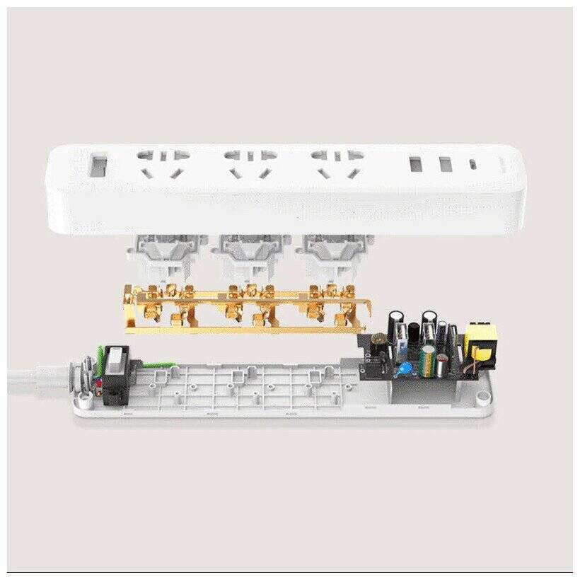 Удлинитель Xiaomi Power Strip 3 (XMCXB05QM) 1.8 м White (Белый)