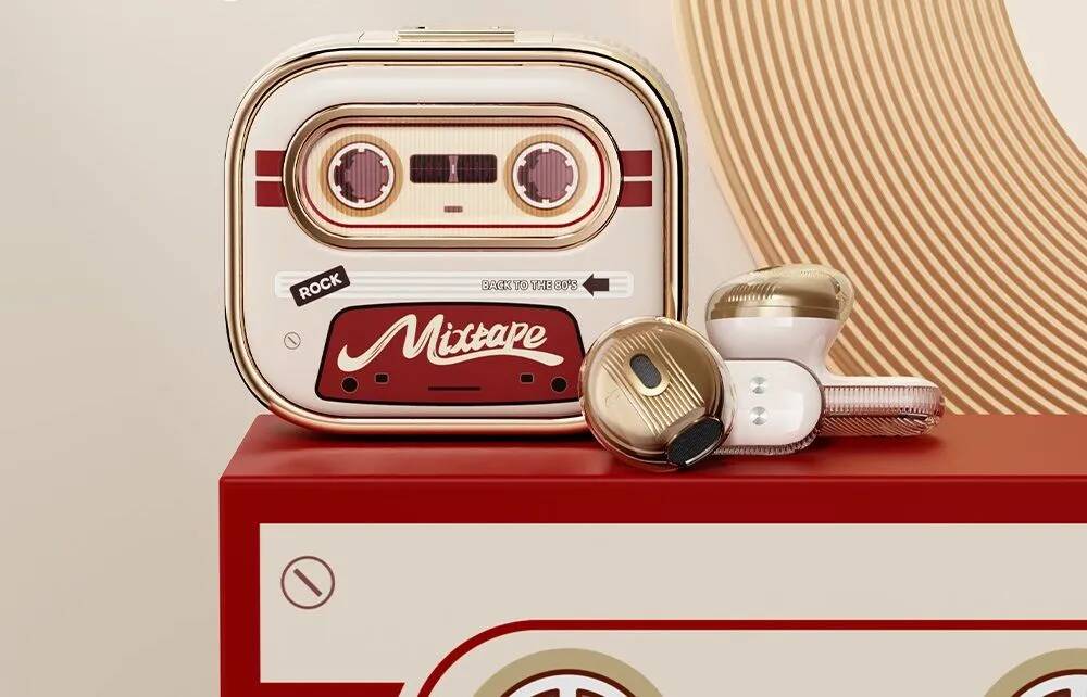 Беспроводные наушники Xiaomi Rock Retro Style TWS Earphone Retro Mix Tape Beige (Бежевый)