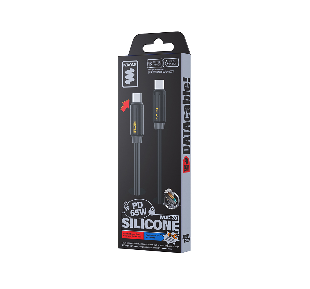 Кабель WEKOME силиконовый (Type-c - Type-c) PD65W WEKOME WDC-28 Black (Черный) Кабель WEKOME силиконовый (Type-c - Type-c) PD65W WEKOME WDC-28 Black (Черный)
