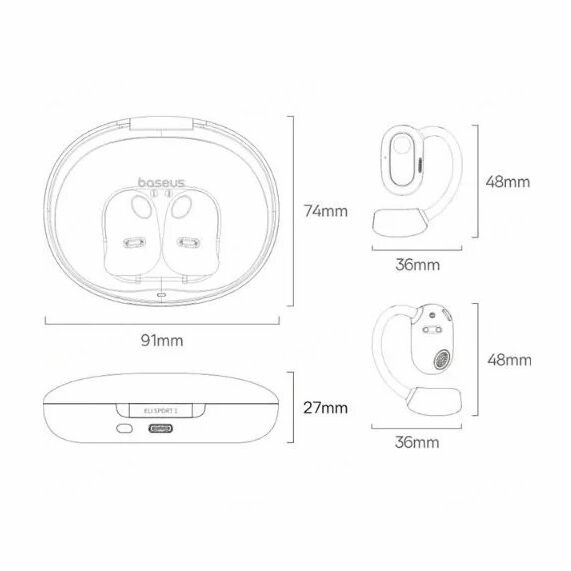 Беспроводные наушники Baseus Eli Sport 1 Open-Ear TWS Earbuds Black (Черный)