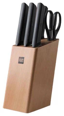 Набор HuoHou Fire Kitchen Steel Knife Set (4 ножа и ножницы с подставкой) (HU0057) Black (Черный) CN