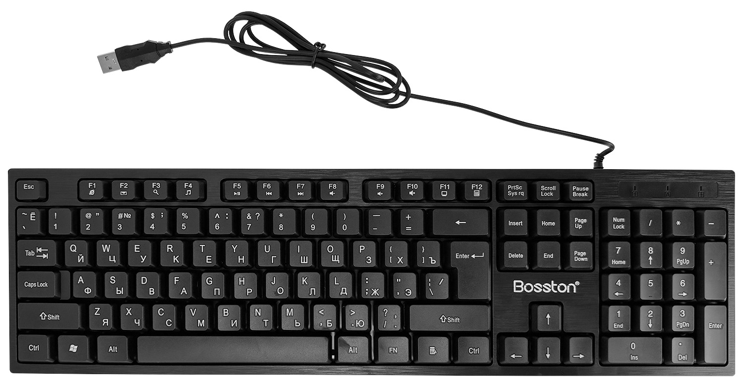 Клавиатура проводная игровая Bosston K870 (Русские буквы) Black (Черный)