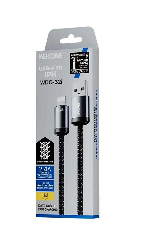 Кабель для мобильных устройств WEKOME USB to Apple Lightning WDC-32I Black (Черный) Кабель для мобильных устройств WEKOME USB to Apple Lightning WDC-32I Black (Черный)