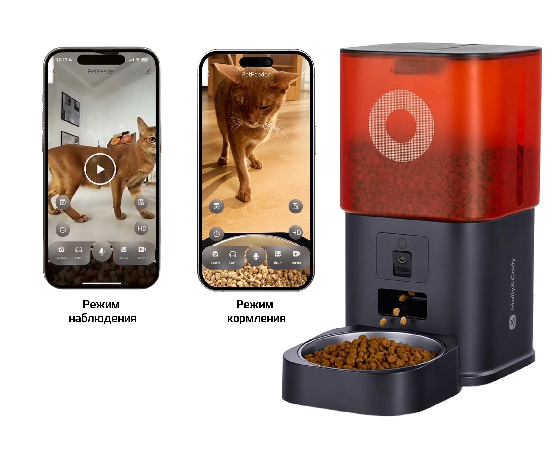 Автоматическая кормушка для животных Molly&Cody Smart Feeder 6L Camera (FT-21C-B) Red (Красный) Global Version
