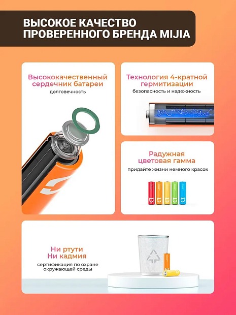 Батарейки Mijia Rainbow No.5 AAA (40 шт) 1.5V