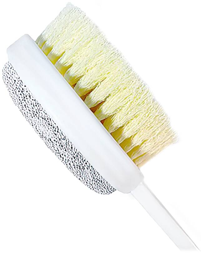 Щетка для душа Qualitell Double Sided Shower Brush с пемзой для пяток White (Белый)