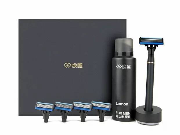 Набор для бритья Xiaomi Mijia Lemon Razor H600 (5 кассеты + пена) Black (Черный)