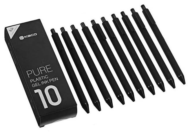 Набор гелевых ручек Kaco Pure Plastic Gel Ink Pen (10 шт) Black (Черный) Набор гелевых ручек Kaco Pure Plastic Gel Ink Pen (10 шт) Black (Черный)