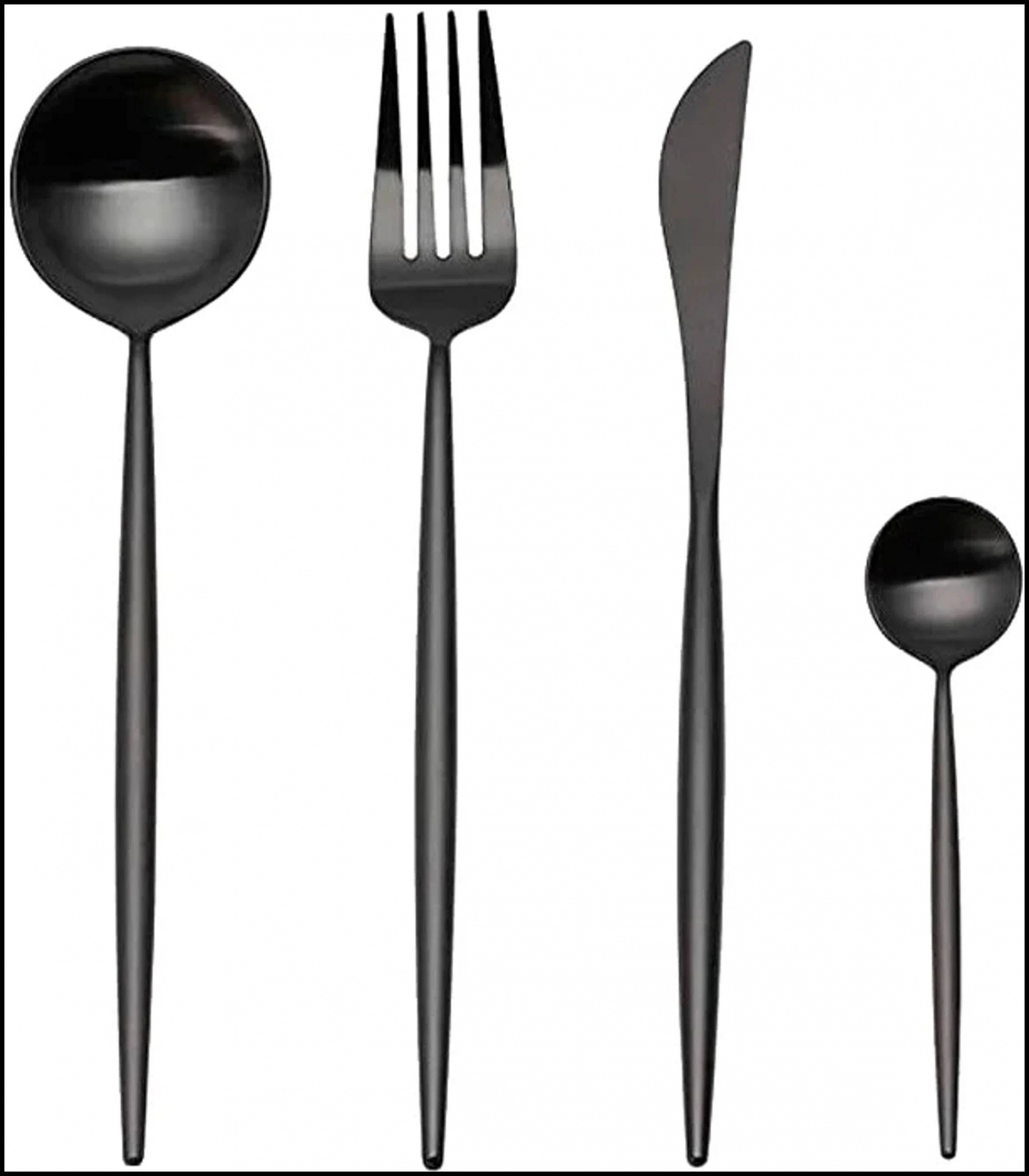 Набор столовых приборов Xiaomi Maison Maxx Stainless Steel Modern Flatware Set (4 предмета) Black (Черный) CN